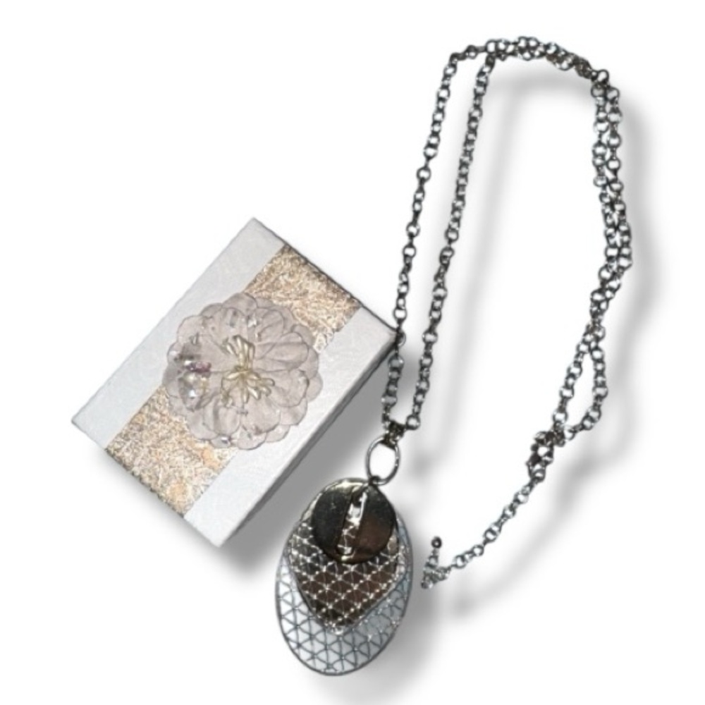 Stylish Silver-tone Multi-Charm Pendant Necklace – Gift Box Included! 🍭